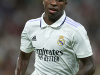 Vinicius Junior left winger of Real Madrid and Brazil during the UEFA Champions League group F match between Real Madrid and RB Leipzig at E...