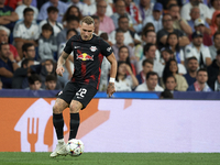 David Raum left-back of RB Leipzig and Germany controls the ball during the UEFA Champions League group F match between Real Madrid and RB L...