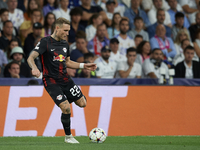 David Raum left-back of RB Leipzig and Germany controls the ball during the UEFA Champions League group F match between Real Madrid and RB L...