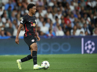 Abdou Diallo centre-back of RB Leipzig and Senegal controls the ball during the UEFA Champions League group F match between Real Madrid and...