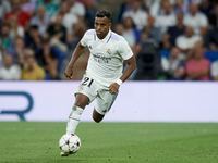 Rodrygo Goes right winger of Real Madrid and Brazil runs with the ball during the UEFA Champions League group F match between Real Madrid an...