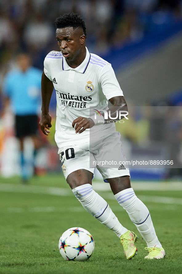 Vinicius Junior left winger of Real Madrid and Brazil in action during the UEFA Champions League group F match between Real Madrid and RB Le...