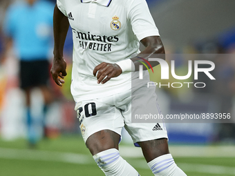 Vinicius Junior left winger of Real Madrid and Brazil in action during the UEFA Champions League group F match between Real Madrid and RB Le...