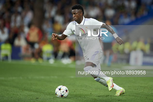 Vinicius Junior left winger of Real Madrid and Brazil in action during the UEFA Champions League group F match between Real Madrid and RB Le...