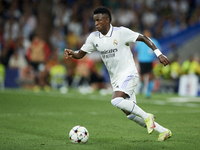 Vinicius Junior left winger of Real Madrid and Brazil in action during the UEFA Champions League group F match between Real Madrid and RB Le...