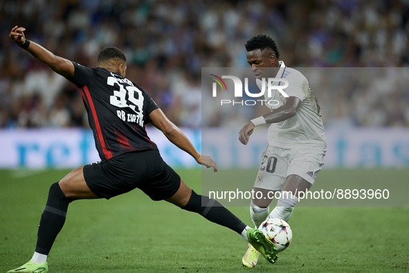 Vinicius Junior left winger of Real Madrid and Brazil in action during the UEFA Champions League group F match between Real Madrid and RB Le...