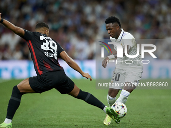 Vinicius Junior left winger of Real Madrid and Brazil in action during the UEFA Champions League group F match between Real Madrid and RB Le...