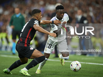 Vinicius Junior left winger of Real Madrid and Brazil in action during the UEFA Champions League group F match between Real Madrid and RB Le...