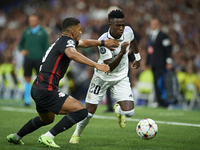 Vinicius Junior left winger of Real Madrid and Brazil in action during the UEFA Champions League group F match between Real Madrid and RB Le...