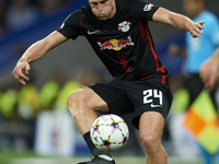 Xaver Schlager central midfield of RB Leipzig and Austria controls the ball during the UEFA Champions League group F match between Real Madr...