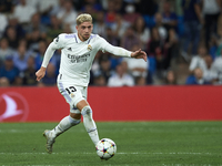 Federico Valverde central midfield of Real Madrid and Uruguay in action during the UEFA Champions League group F match between Real Madrid a...