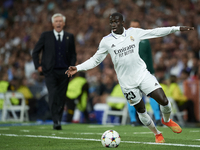 Ferland Mendy left-back of Real Madrid and France during the UEFA Champions League group F match between Real Madrid and RB Leipzig at Estad...