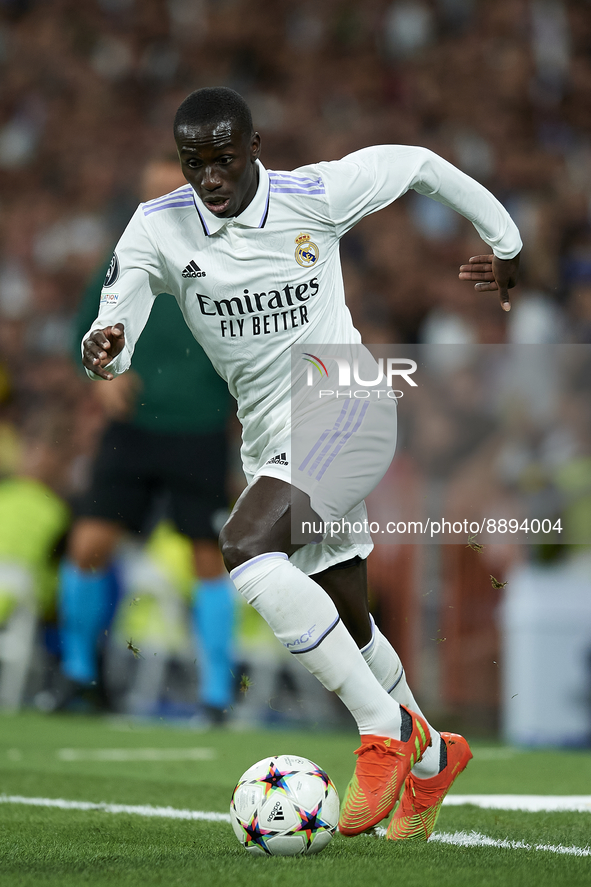 Ferland Mendy left-back of Real Madrid and France during the UEFA Champions League group F match between Real Madrid and RB Leipzig at Estad...