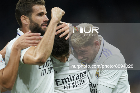 Marco Asensio right winger of Real Madrid and Spain celebrates after scoring his sides first goal during the UEFA Champions League group F m...