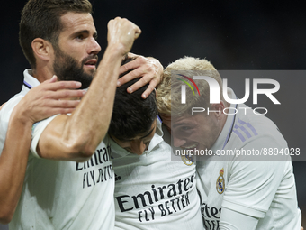 Marco Asensio right winger of Real Madrid and Spain celebrates after scoring his sides first goal during the UEFA Champions League group F m...