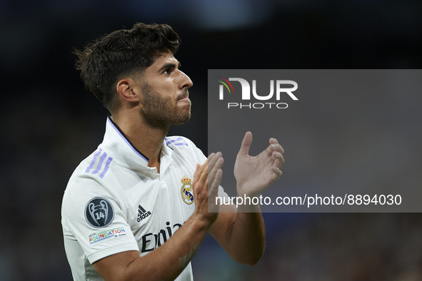 Marco Asensio right winger of Real Madrid and Spain celebrates after scoring his sides first goal during the UEFA Champions League group F m...