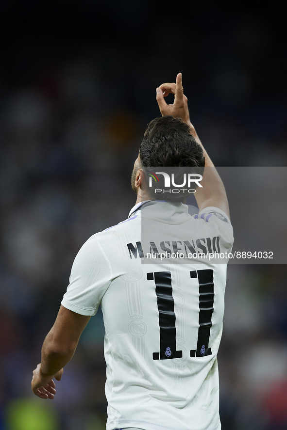 Marco Asensio right winger of Real Madrid and Spain celebrates after scoring his sides first goal during the UEFA Champions League group F m...