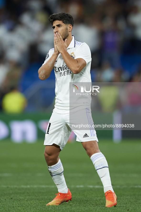 Marco Asensio right winger of Real Madrid and Spain celebrates after scoring his sides first goal during the UEFA Champions League group F m...