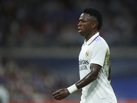 Vinicius Junior left winger of Real Madrid and Brazil during the UEFA Champions League group F match between Real Madrid and RB Leipzig at E...