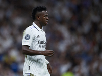 Vinicius Junior left winger of Real Madrid and Brazil during the UEFA Champions League group F match between Real Madrid and RB Leipzig at E...