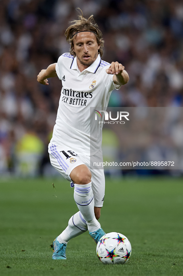 Luka Modric central midfield of Real Madrid and Croatia in action during the UEFA Champions League group F match between Real Madrid and RB...