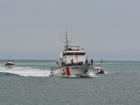 Tunisian guard coast boat carrying irregular migrants caught near the coast of Sfax. (