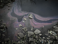 Water pollution at Dhapa waste dumping ground, Kolkata, India. January 17, 2105. *** Go to http://nurphoto.com/en/reportages/51696 to see mo...