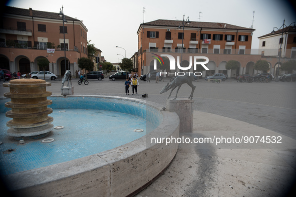 The fountain and sculptures in the monumental Piazza della Repubblica, formerly Piazza della Rivoluzione, built in a characteristic D-shape,...