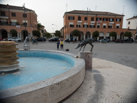 The fountain and sculptures in the monumental Piazza della Repubblica, formerly Piazza della Rivoluzione, built in a characteristic D-shape,...