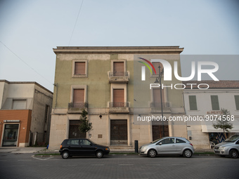 A typical 1930s-style building with closed windows faces the central Viale Roma in Tresigallo, in the province of Ferrara, on 23 October 202...