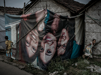 Kids are playing at Dhapa west dumping ground, Kolkata, India. January 17, 2015.  *** Go to http://nurphoto.com/en/reportages/51754 to see m...