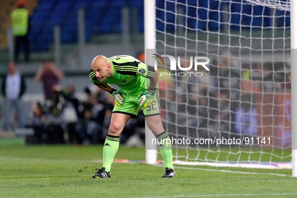 Rome, Italy - 25th Apr, 2014. Abbiati  during Football / Soccer Italian Serie A match between AS Roma and AC Milan at Stadio Olimpico in Rom...
