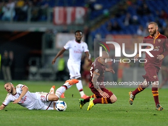 Rome, Italy - 25th Apr, 2014. Nainggolan-Taarabt  during Football / Soccer Italian Serie A match between AS Roma and AC Milan at Stadio Olim...