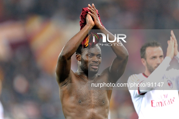 Rome, Italy - 25th Apr, 2014. Essien  during Football / Soccer Italian Serie A match between AS Roma and AC Milan at Stadio Olimpico in Rome...