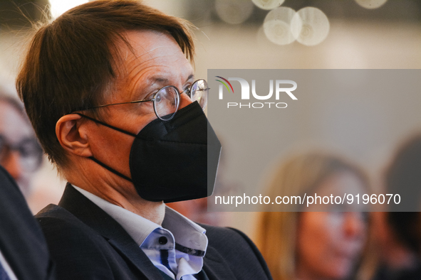 Dr. Karl Lauterbach, German health minister, is seen during the opening day of Medica 2022, a medical technology and health care exhibition...