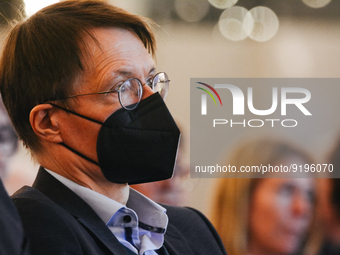 Dr. Karl Lauterbach, German health minister, is seen during the opening day of Medica 2022, a medical technology and health care exhibition...