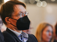 Dr. Karl Lauterbach, German health minister, is seen during the opening day of Medica 2022, a medical technology and health care exhibition...