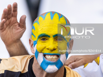 Uruguay fans during the World Cup match between Spain v Costa Rica, in Doha, Qatar, on November 23, 2022. (