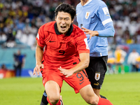 Guesung Cho , Matias Vecino  during the World Cup match between Spain v Costa Rica, in Doha, Qatar, on November 23, 2022. (