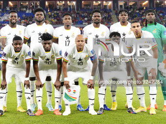 Ghana line up during the FIFA World Cup Qatar 2022 Group H match between Portugal and Ghana at Stadium 974 on November 24, 2022 in Doha, Qat...