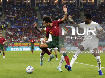Joao Felix Second Striker of Portugal and Atletico de Madrid and Daniel Amartey Centre-Back of Ghana and Leicester City compete for the ball...