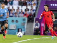 Luis Suarez , Inbeom Hwang  during the World Cup match between Spain v Costa Rica, in Doha, Qatar, on November 23, 2022. (