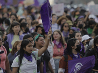 Mothers of victims of femicides, relatives of disappeared persons and various feminist collectives march from the Angel of Independence to t...