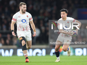 L-R England's Will Stuart and England's Marcus Smith during Autumn International Series match between England against South Africa at Twicke...