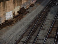 Sunlight shines on railway tracks in Washington, D.C. on November 29, 2022 as Congress prepares to act to avoid a potential nationwide labor...