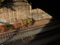 Sunlight shines on railway tracks in Washington, D.C. on November 29, 2022 as Congress prepares to act to avoid a potential nationwide labor...