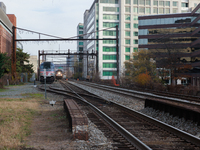 A commuter train approaches the Virginia Railway Express L'Enfant Station in Washington, D.C. on November 29, 2022 as Congress prepares to a...