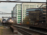 A commuter train approaches the Virginia Railway Express L'Enfant Station in Washington, D.C. on November 29, 2022 as Congress prepares to a...