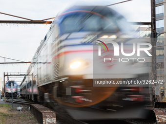 A commuter train approaches the Virginia Railway Express L'Enfant Station in Washington, D.C. on November 29, 2022 as Congress prepares to a...