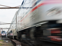 A commuter train approaches the Virginia Railway Express L'Enfant Station in Washington, D.C. on November 29, 2022 as Congress prepares to a...